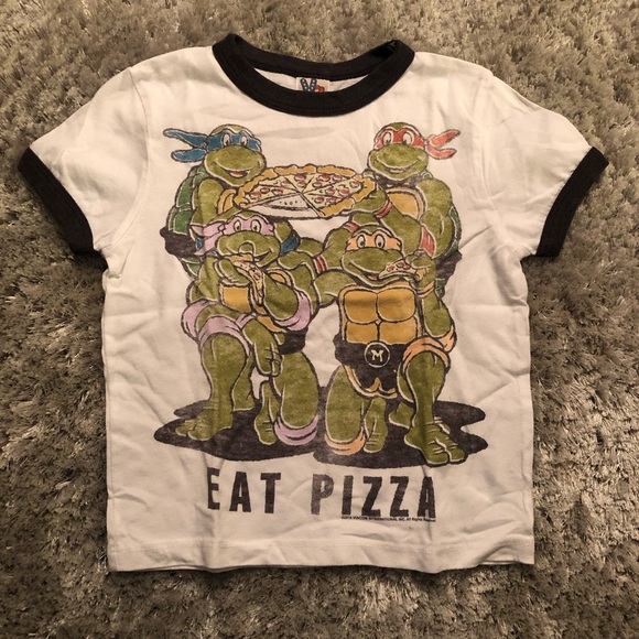 New Boys Vintage Junk Food Teenage Mutant Ninja Turtles Eat Pizza T Shirt